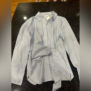 Abercrombie & Fitch pinstripe wrap front collared shirt